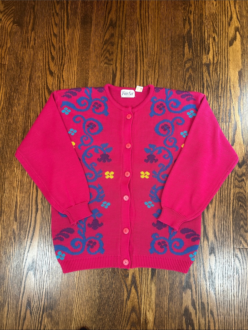 Vintage 90s Floral Knit Cardigan Sweater - Picture 1 of 9